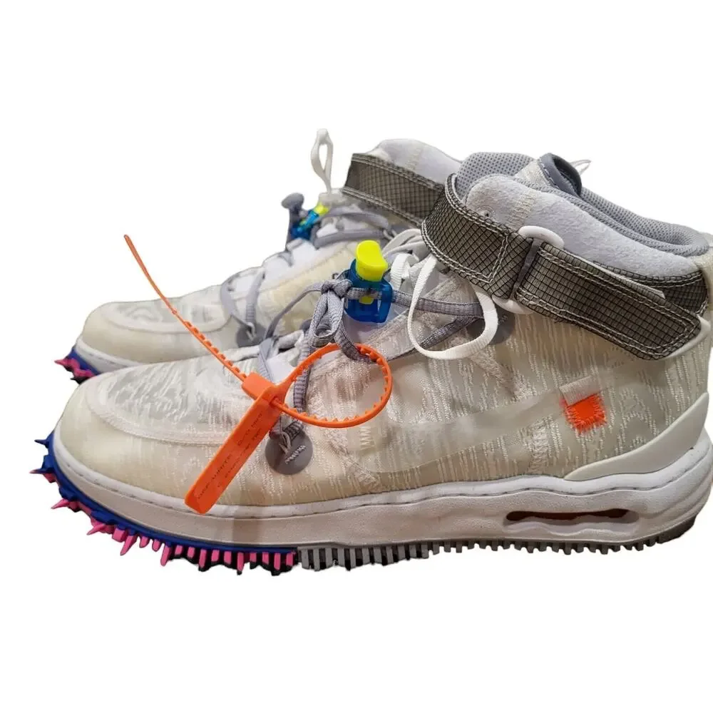 Nike Air Force 1 Mid Off White Black Grey Spikes Black Mans Sz 12.5 /Womens
